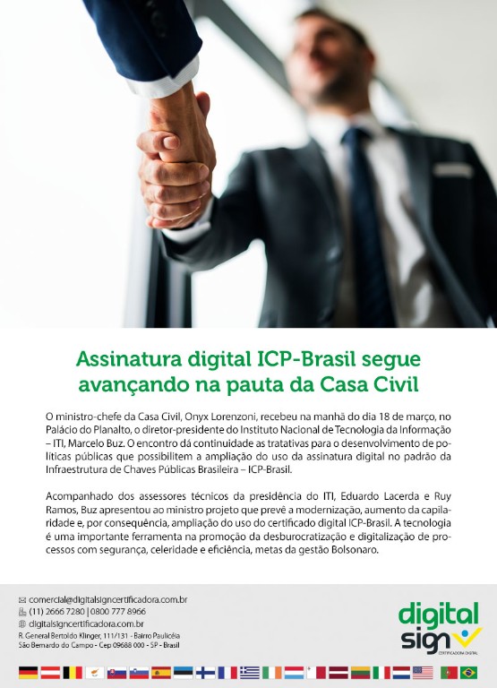 Assinatura digital ICP-Brasil segue avançando na pauta da Casa Civil